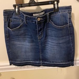 Denim Frayed Skirt